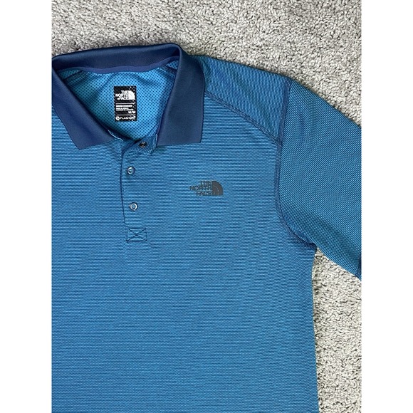 North Face Shirt Mens Medium Polo Short Sleeve Golf Lightweight Blue Flashdry - Picture 1 of 14